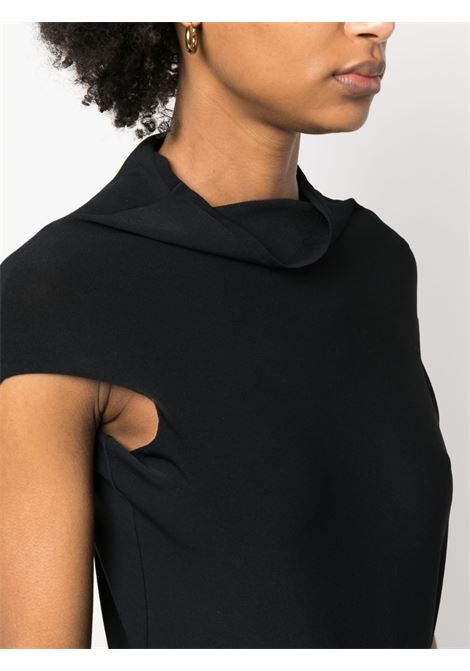 Black cowl-neck short-sleeve knitted top - women QUIRA | Q758KSQ0009