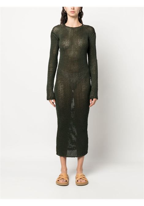 Dark green open-back knit dress - women QUIRA | Q760KGQ0058