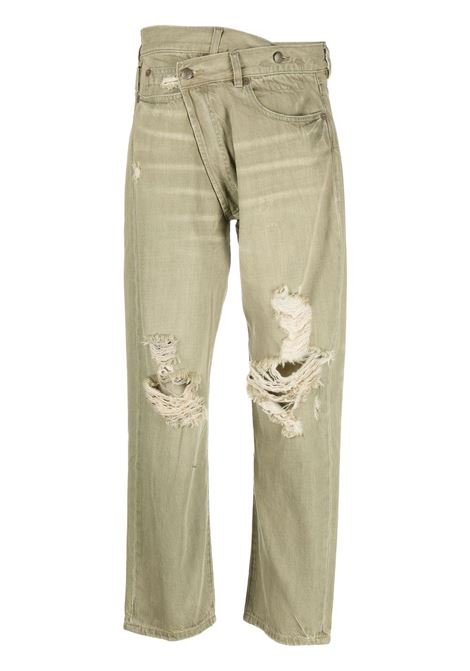 Green distressed crossover straight-leg jeans - women R13 | R13W2048D090CD090C