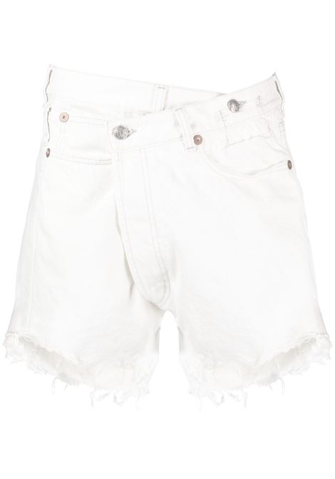 White crossover waist denim shorts - women R13 | R13W6055D058B