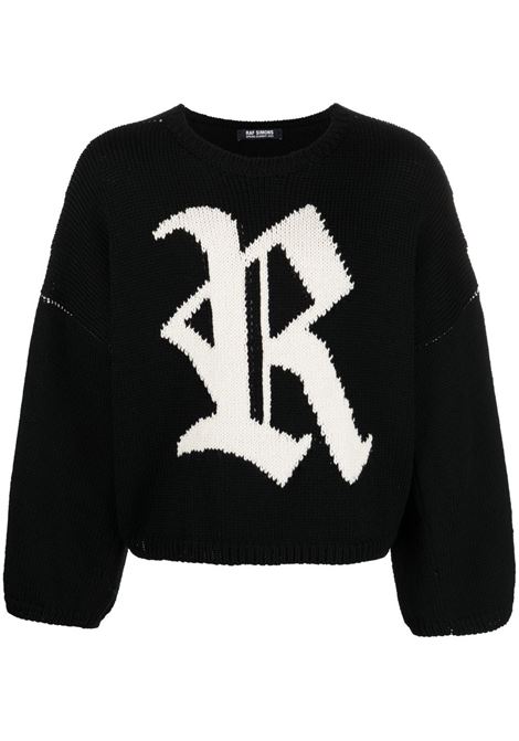 Black intarsia-knit long-sleeve jumper - unisex RAF SIMONS | 231826520020099