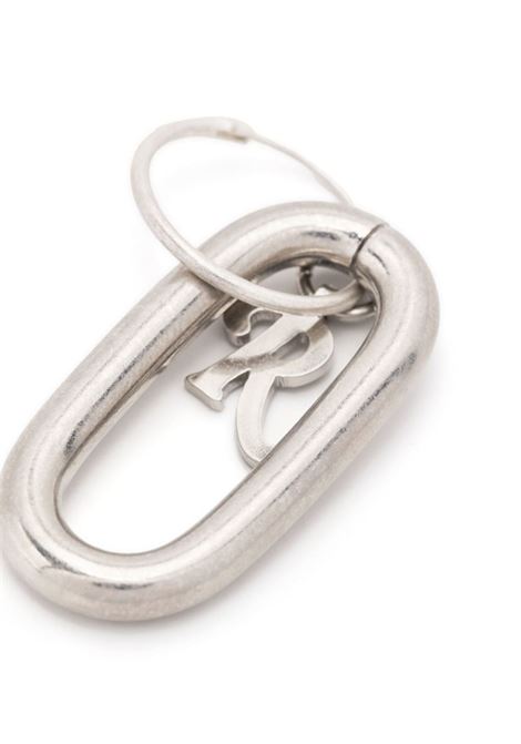 Silver logo-charm hoop earring - unisex RAF SIMONS | 231993450000082
