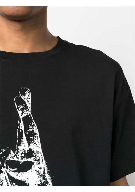 T-shirt con stampa mano in nero - uomo RAF SIMONS | 231M119190010099