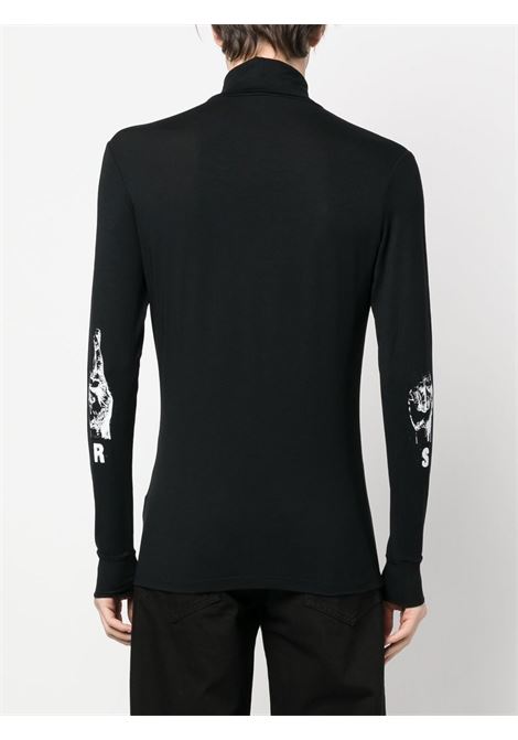 T-shirt a maniche lunghe con stampa in nero - uomo RAF SIMONS | 231M147190160099