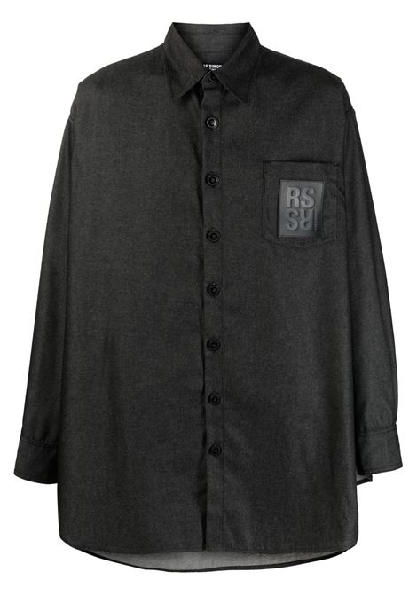 Camicia a maniche lunghe con patch logo in nero - uomo RAF SIMONS | 231M243150010099