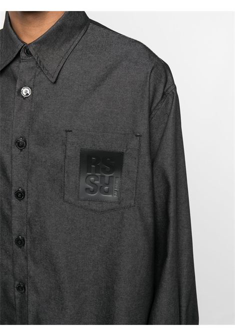 Camicia a maniche lunghe con patch logo in nero - uomo RAF SIMONS | 231M243150010099