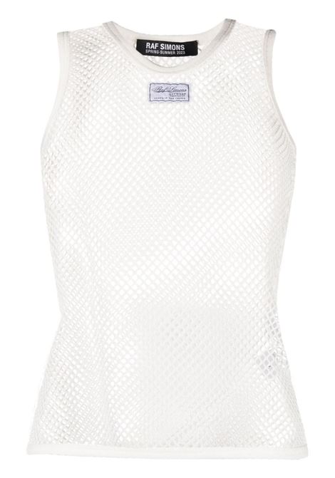 White fishnet-knit round-neck top - women RAF SIMONS | 231W134190050010