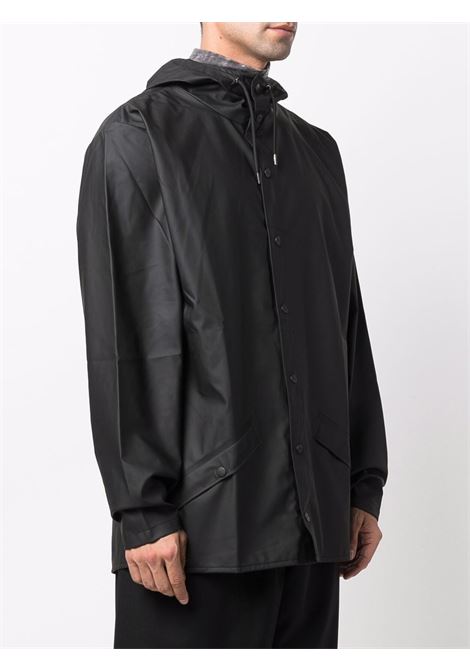 Black long-sleeve hooded rain jacket - men RAINS | RA12010BLA