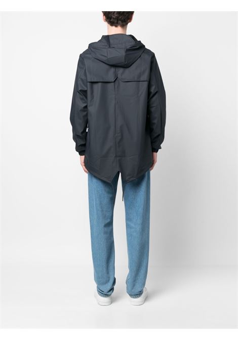 Blue drawstring-hood parka jacket - men RAINS | RA18010NAV