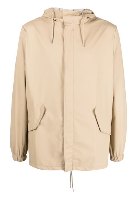 Beige drawstring-hood parka jacket - men RAINS | RA18010SAN