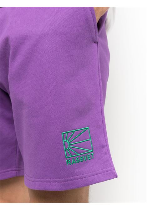 Purple embroidered-logo track bermuda - men RASSVET | PACC12P0082