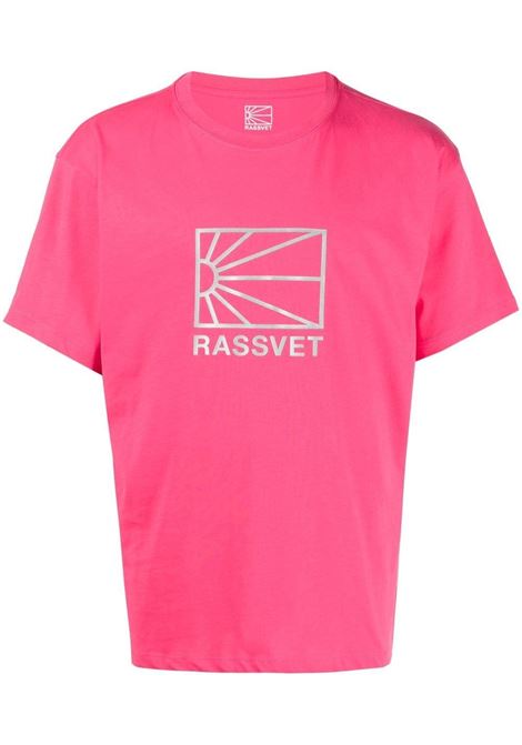 Pink logo print short-sleeve T-shirt - men RASSVET | PACC12T0023