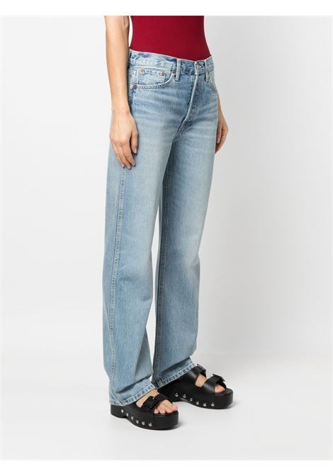 Blue mid-rise straight-leg jeans - women RE/DONE | 14103W90HRLOINDG