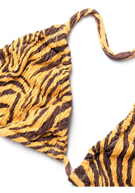 Yellow zebra-print halterneck bikini - women  REINA OLGA | CONCETTAZBRSRSCKR