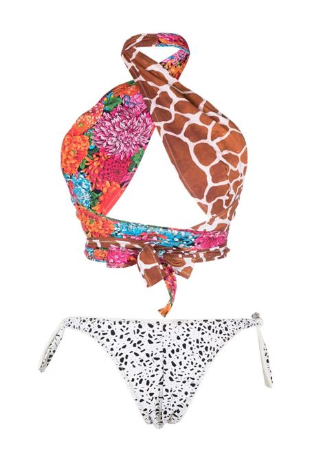 Multicolored halterneck mix-print bikini - women REINA OLGA | SHOWHORSE3TNPRNT