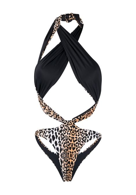 Brown leopard-print cut-out one-piece swimsuit - women  REINA OLGA | SHOWPONYLEO