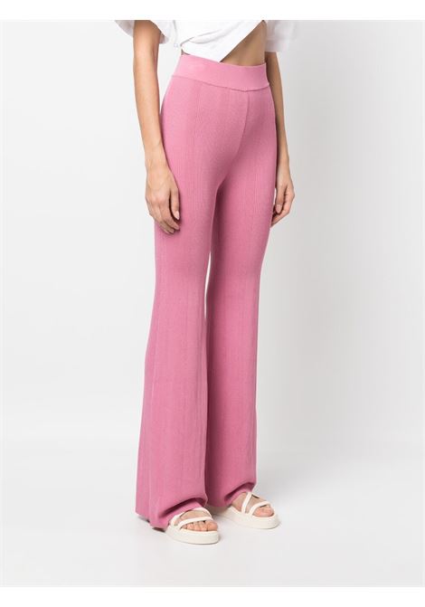 Pink high-waisted knitted trousers - women  REMAIN | 500542512162215