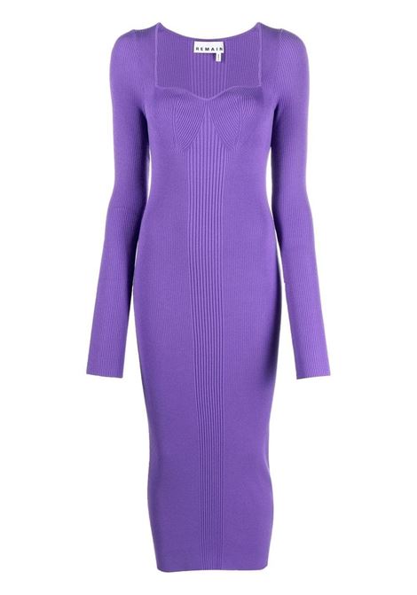 Purple ribbed stretch-desing dress - women REMAIN | RM2090183737