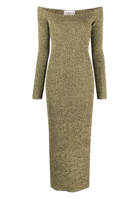 Green off-shoulder long-sleeve dress - women REMAIN | RM2098120435