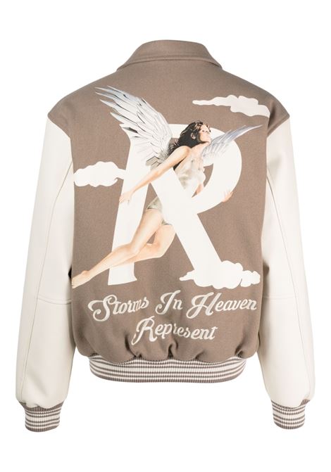 Beige and white storms in heaven bomber jacket - men REPRESENT | M01222243