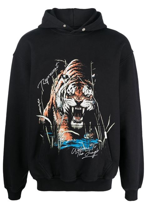 Black tiger-print long-sleeved sweatshirt - men REPRESENT | M04283171