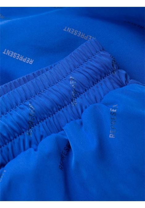 Blue all-over logo print swim shorts - men REPRESENT | M11001109