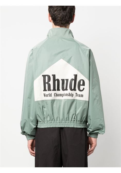 Ivory and green World Championship logo-print bomber jacket - men RHUDE | RHPS23JA041761841184