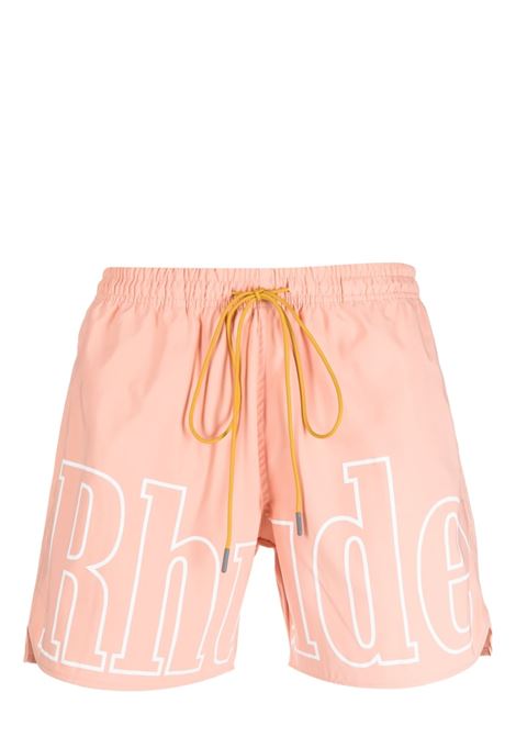 Pink logo-print swim shorts - men RHUDE | RHSS23PA920201021096
