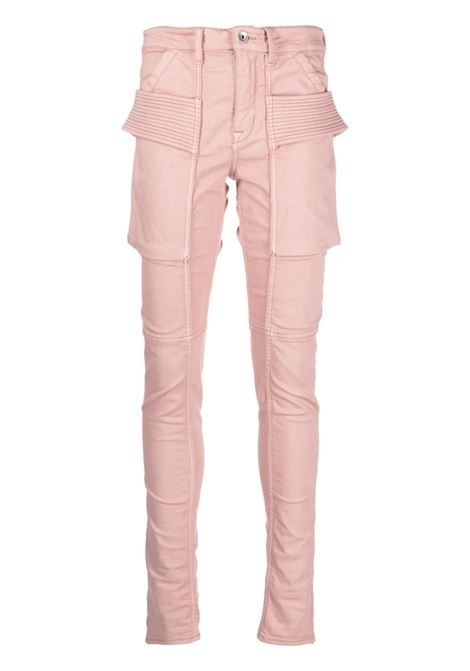 Jeans skinny con tasche applicate in rosa - donna