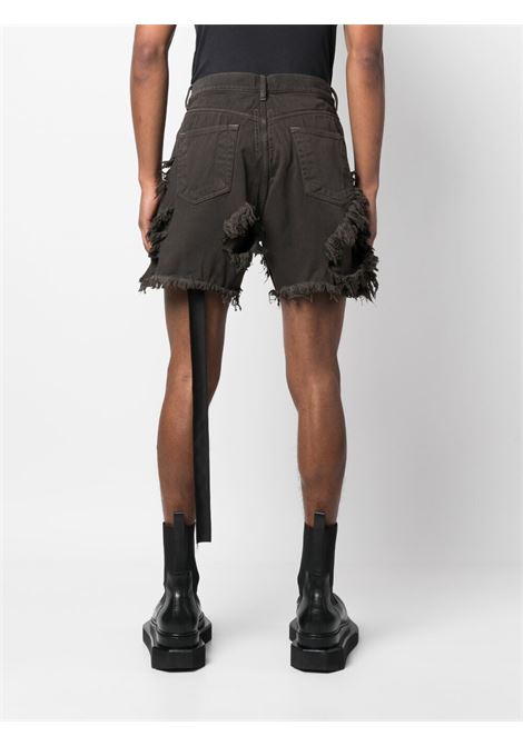 Black frayed-trim denim shorts - men RICK OWENS DRKSHDW | DU01C6353DSLH78