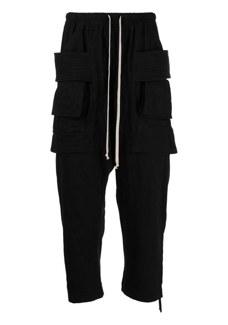 Black cargo cropped drawstring trousers - men RICK OWENS DRKSHDW | DU01C6371RN09