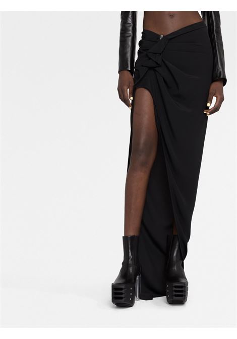 Black ruffle-trim draped maxi skirt - women RICK OWENS | RO01C5376CC09