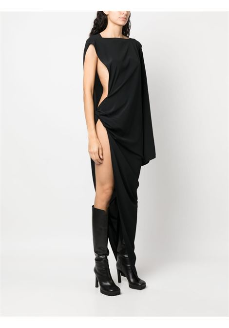 Black asymmetric-design gathered-detail dress - women RICK OWENS | RO01C5580CC09