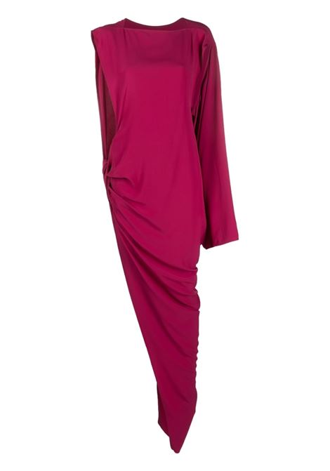 Fuchsia asymmetric-design gathered-detail dress - women RICK OWENS | RO01C5580CC23