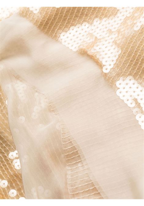 Champagne beige asymmetric sequinned chiffon maxi dress - women RICK OWENS | RO01C5580SEM10854