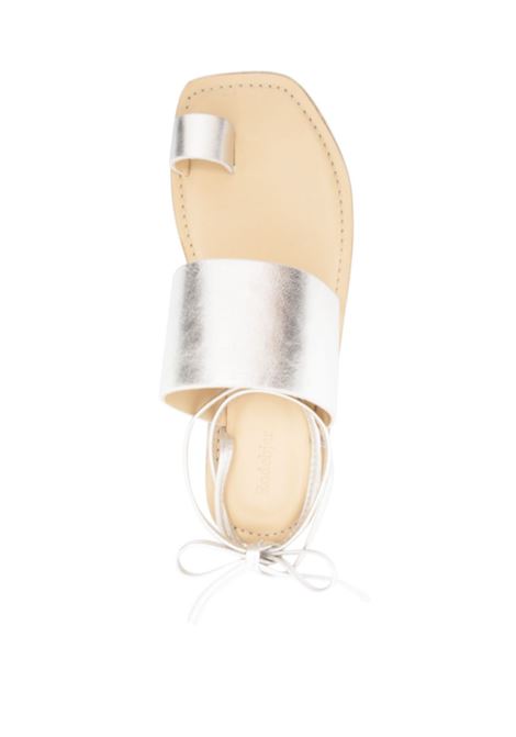 Silver metallic toe-strap sandals - women  RODEBJER | 25501479002