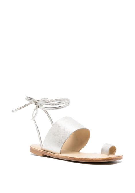 Silver metallic toe-strap sandals - women  RODEBJER | 25501479002