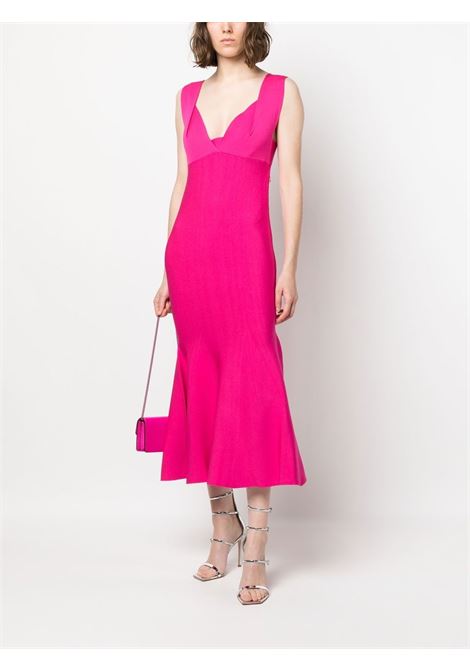 Pink fit-and-flare midi dress - women ROLAND MOURET | RMRS23003XP