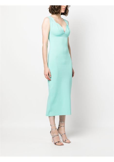 Aqua green plunging neckline midi dress - women  ROLAND MOURET | RMRS23004MA