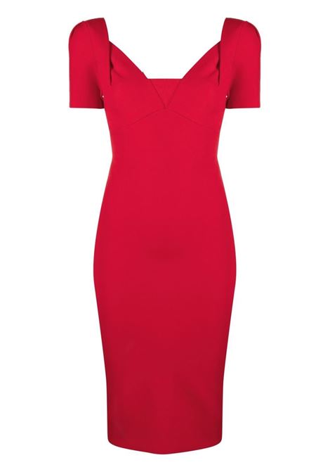 Red short-sleeved midi dress - women ROLAND MOURET | RMRS23005MR