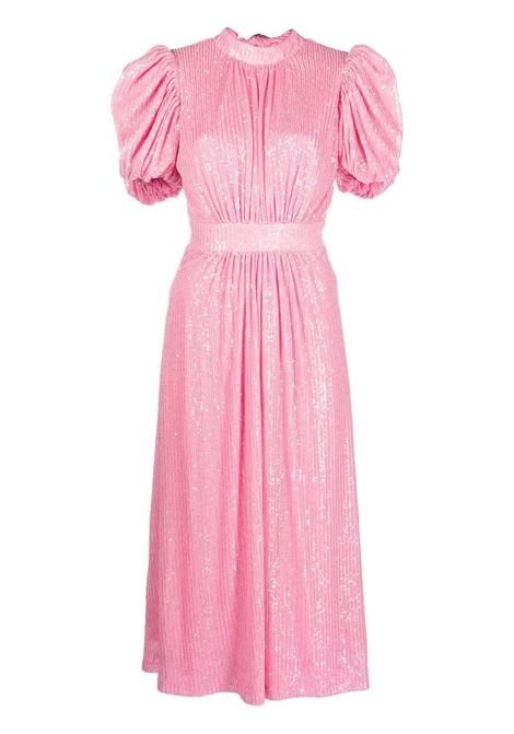 Pink sequined maxi puffy sleeved dress - women  ROTATE | 100058224152215