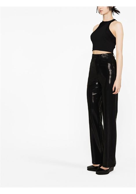 Black sequin-embellished straight-leg trousers - women ROTATE | 1001431001000