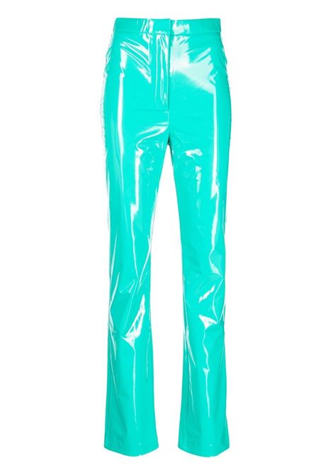 Green high-waisted vinyl trousers - women  ROTATE | RT2279155425