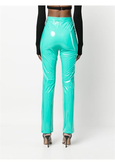 Green high-waisted vinyl trousers - women  ROTATE | RT2279155425