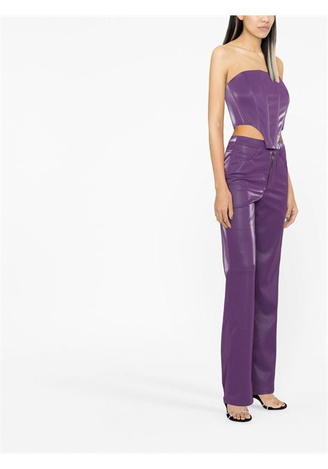 Purple PU Strappy corset top - women ROTATE | RT2413193518