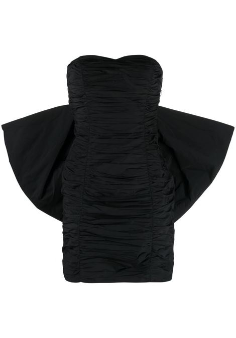 Black bow-detail pleated minidress - women ROTATE | RT2494194004