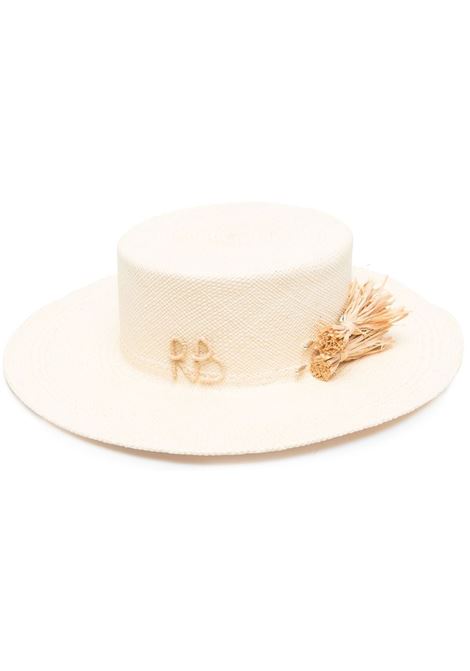 Beige woven straw hat - women RUSLAN BAGINSKIY | CNT036STRSRBPN9PNTRLSTRW