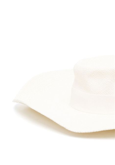 White embroidered-logo sun hat - women RUSLAN BAGINSKIY | FDR035STRSRB13PWHT