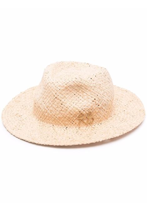 Beige woven straw fedora hat - women RUSLAN BAGINSKIY | FDR036STRBRMRBNTRLSTRW