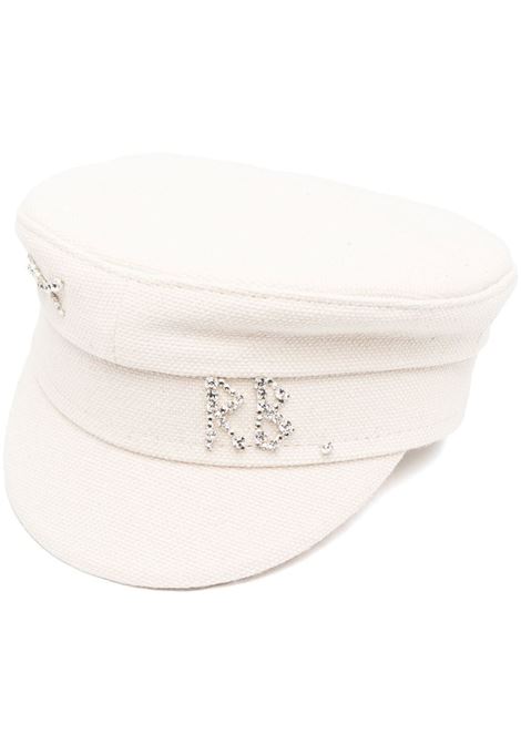 White crystal-embellished logo baker boy hat - women RUSLAN BAGINSKIY | KPC035CDMDBG